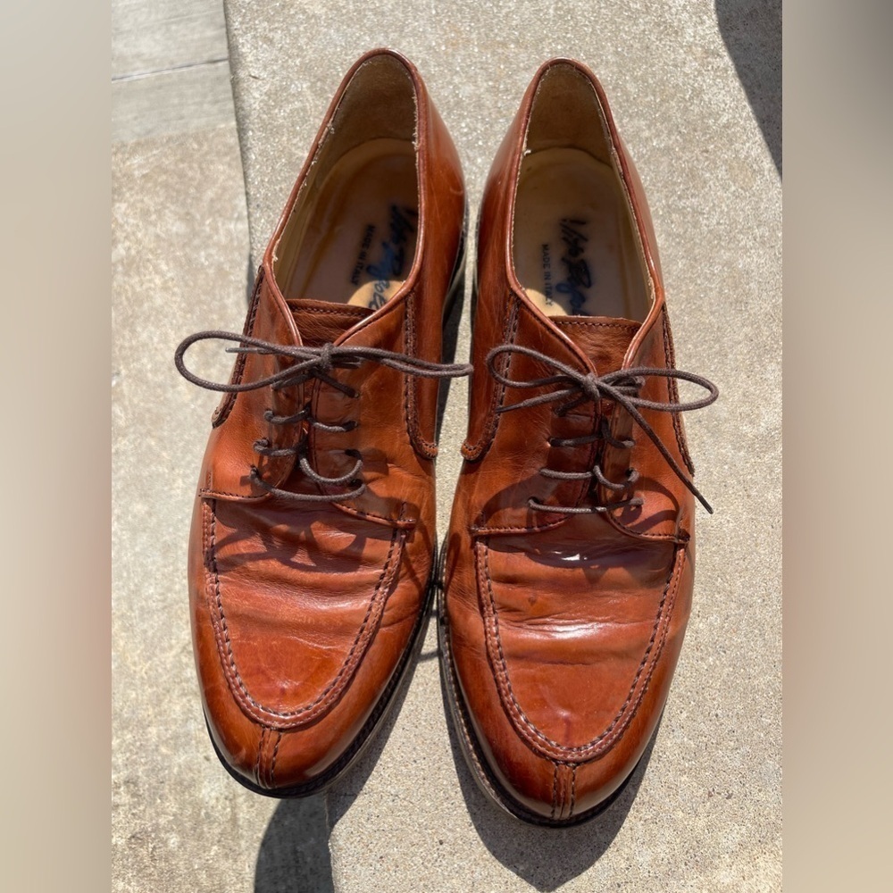 Vito Rufolo Men’s Italian Leather Chestnut Brown Oxford Shoes Size 9.5